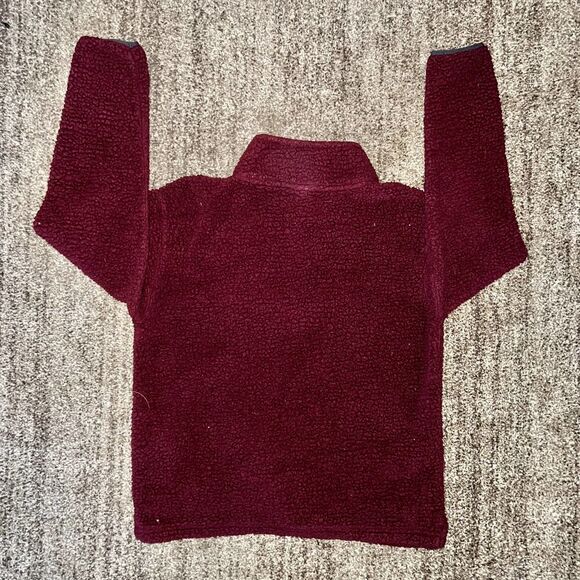 PINK Victoria Secret Furry Sherpa Fleece Pullover 1/4 Zip Sweatshirt in Maroon - Picture 6 of 6